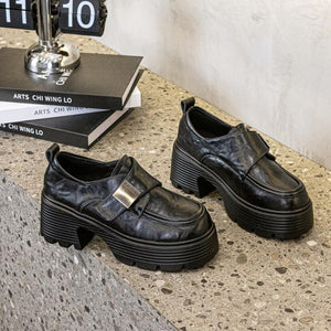 Women's Petite Feet Block Leather Shoes FS264