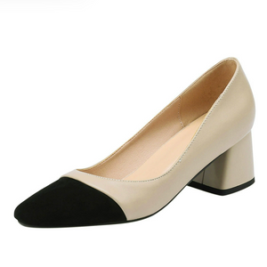 Women's Petite Feet Chunky Heels With Toe Cap FS283