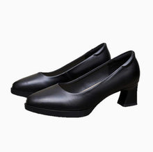 Women's Petite Feet Chunky Leather Work Shoes TS330