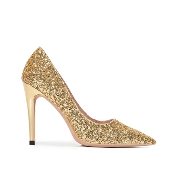 Women's Petite Feet Glitter Metal Heel Dress Shoes MS330 - AstarShoes Women's Petite Feet Glitter Metal Heel Dress Shoes MS330 - AstarShoes