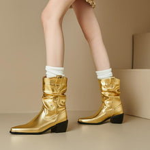 Women's Petite Feet Pointy Block Short Boots FS350