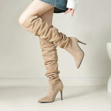 Women's Petite Feet Pointy Knee High Long Boots FS214