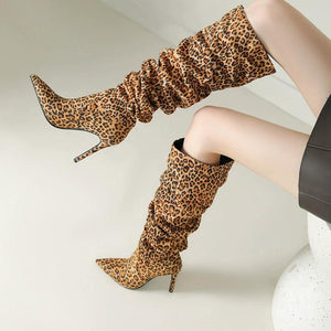 Women's Petite Feet Pointy Knee High Long Boots FS214