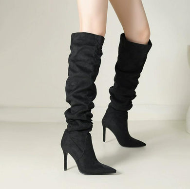 Women's Petite Feet Pointy Knee High Long Boots FS214