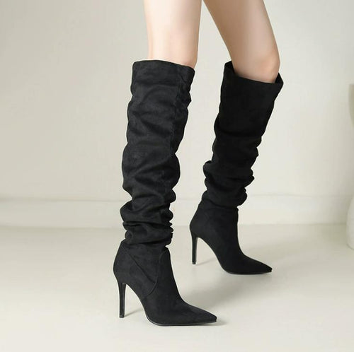 Women's Petite Feet Pointy Knee High Long Boots FS214