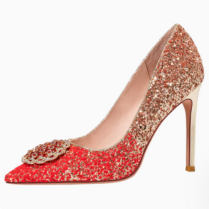 Women's Petite Feet Rhinestone Dress Heels FS24