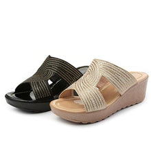 Women's Petite Feet Rhinestone Strap Wedge Sandals MS564