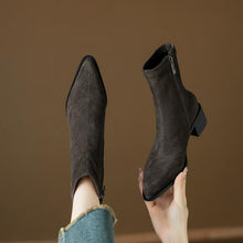 Women's Petite Feet Side Zipper Block Suede Boots FS193
