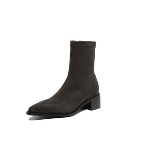 Women's Petite Feet Side Zipper Block Suede Boots FS193