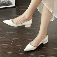 Women's Petite Feet Stud Flat Block Heel Shoes SS27107
