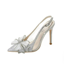 Women's Petite Glitter Dress Heels With Clear Side Strap AW2620