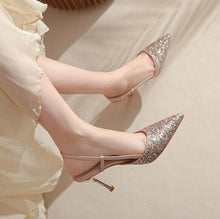 Women's Petite Glitter Toe Slingback Shoes TS88