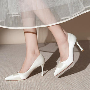 Women's Petite Heeled Satin Pump Shoes FS229
