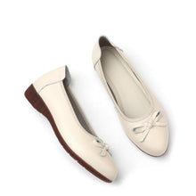 Women's Petite Leather Work Shoes With Bow Tie FS327
