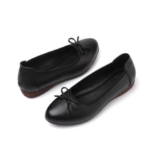 Women's Petite Leather Work Shoes With Bow Tie FS327