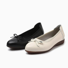 Women's Petite Leather Work Shoes With Bow Tie FS327