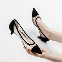 Women's Petite Low Heel Lace Mesh Dress Shoes GS203