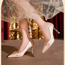 Women's Petite Metallic Heel Satin Shoes AW2693