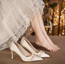Women's Petite Metallic Heel Satin Shoes AW2693