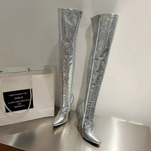 Women's Petite Metallic High Heel Over Knee Long Boots FS335