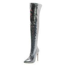 Women's Petite Metallic High Heel Over Knee Long Boots FS335