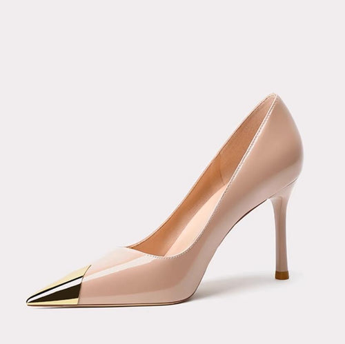 Women's Petite Patent Heels With Toe Cap TS17
