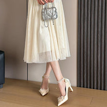 Women's Petite Pearl Ankle Strap Satin Shoes AW2701