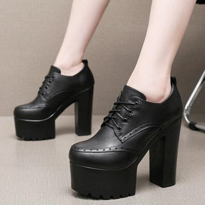 Women's Petite Platform Chunky High Heel Shoes FS188