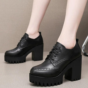 Women's Petite Platform Chunky High Heel Shoes FS188