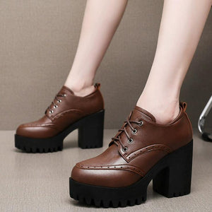 Women's Petite Platform Chunky High Heel Shoes FS188