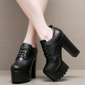 Women's Petite Platform Chunky High Heel Shoes FS188