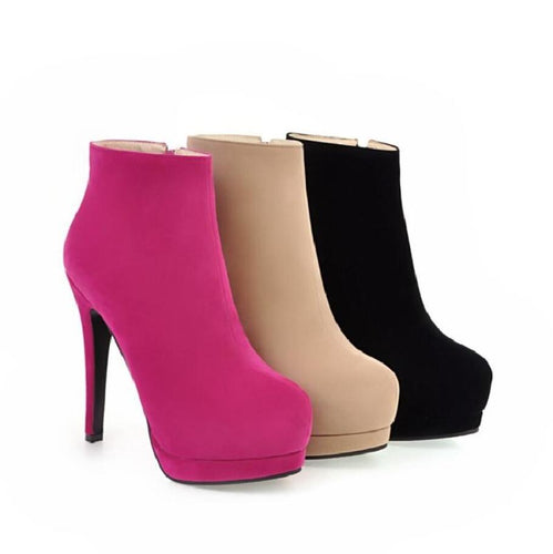 Women's Petite Platform High Heel Short Boots MS150
