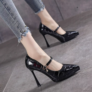 Women's Petite Printed Mary Jane High Heel Shoes TS371