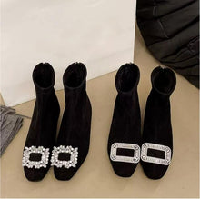 Women's Petite Rhinestone Buckle Ankle Boots AW2661