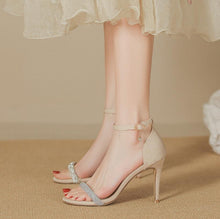 Women's Petite Rhinestone One Strap Suede Heels SS2615