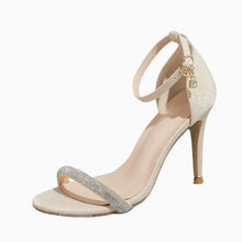 Women's Petite Rhinestone One Strap Suede Heels SS2615