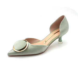 Women's Petite Size 1 Silk Satin Mid Heel Shoes MS190