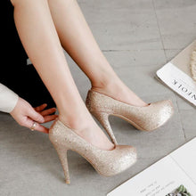 Women's Petite Size 2 Glitter Platform High Heel Shoes MS286