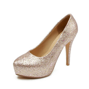 Women's Petite Size 2 Glitter Platform High Heel Shoes MS286
