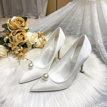 Women's Petite Size 2 White Satin Wedding Shoes MS216