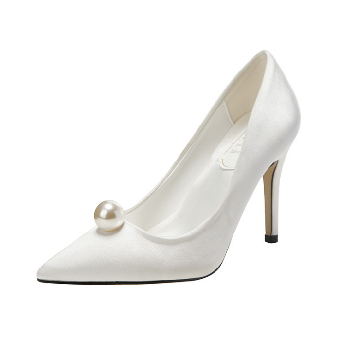 Women's Petite Size 2 White Satin Wedding Shoes MS216