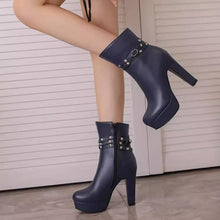 Women's Petite Size 3 Platform Chunky High Heel Boots TS70
