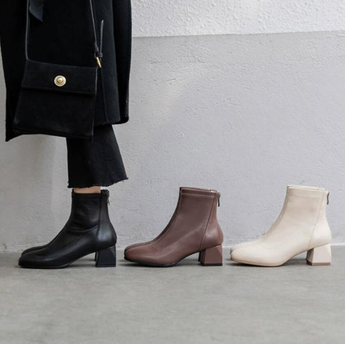 Women's Petite Size Back Zipper Ankle Boots MS202