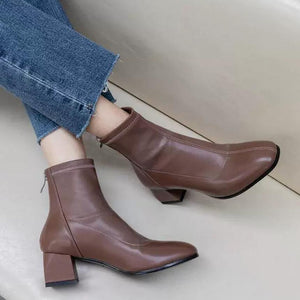 Women's Petite Size Back Zipper Ankle Boots MS202