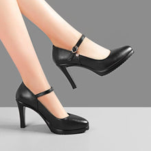 Women's Petite Size Black High Heel Mary Jane Shoes MS281