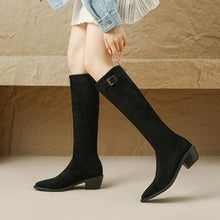 Women's Petite Size Block Back Zipper Long Boots FS303