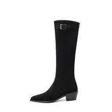 Women's Petite Size Block Back Zipper Long Boots FS303
