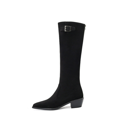 Women's Petite Size Block Back Zipper Long Boots FS303