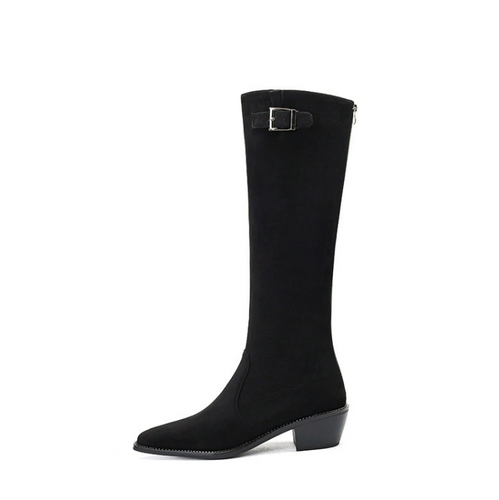 Women's Petite Size Block Back Zipper Long Boots FS303