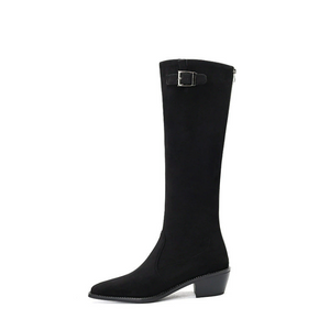 Women's Petite Size Block Back Zipper Long Boots FS303